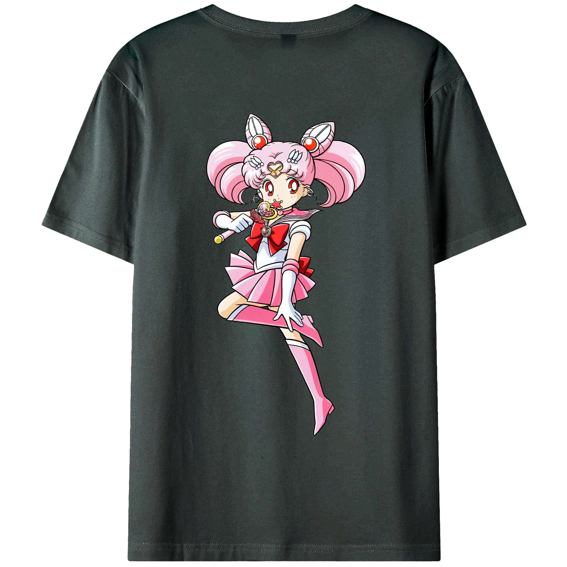 （画像用） 美少女戦士セーラームーン ちびうさ Sailor Moon Chibiusa Tsukino Usagi Small Lady Serenity 綿100％ メンズ半袖Tシャツ（バックプリント） 通気性